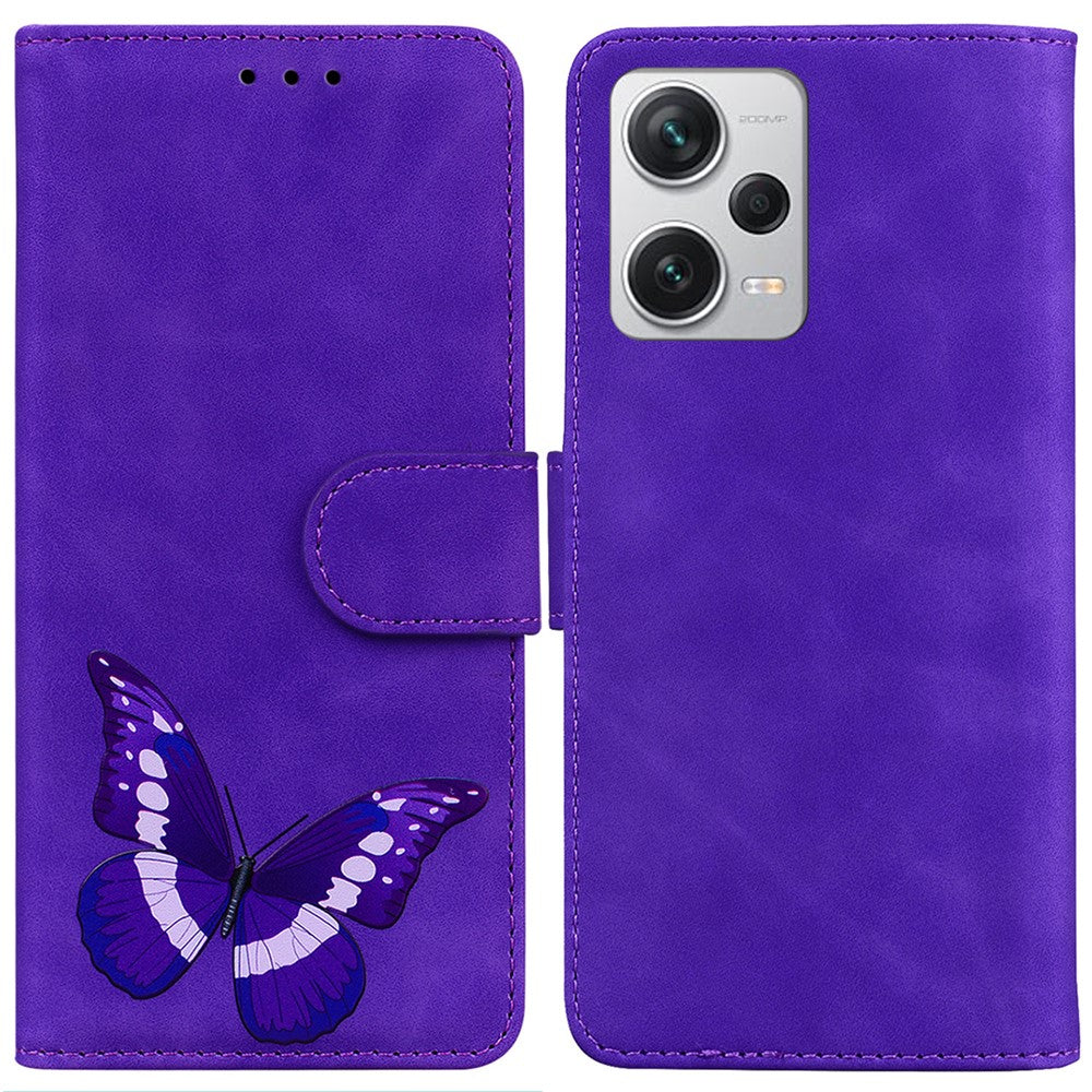 Läderfodral för Xiaomi Redmi Note 12 Pro+ 5G med plånboksfodral, fjärilsmönster och tryck