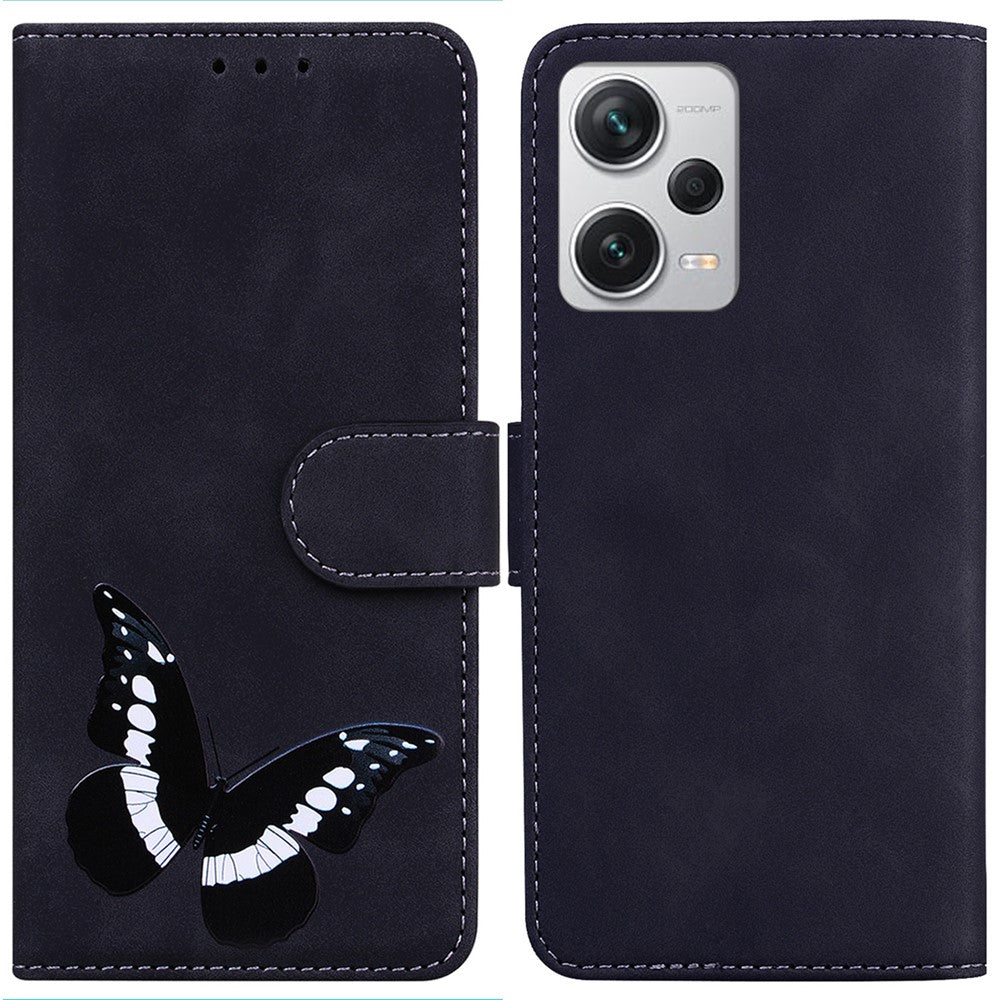Läderfodral för Xiaomi Redmi Note 12 Pro+ 5G med plånboksfodral, fjärilsmönster och tryck