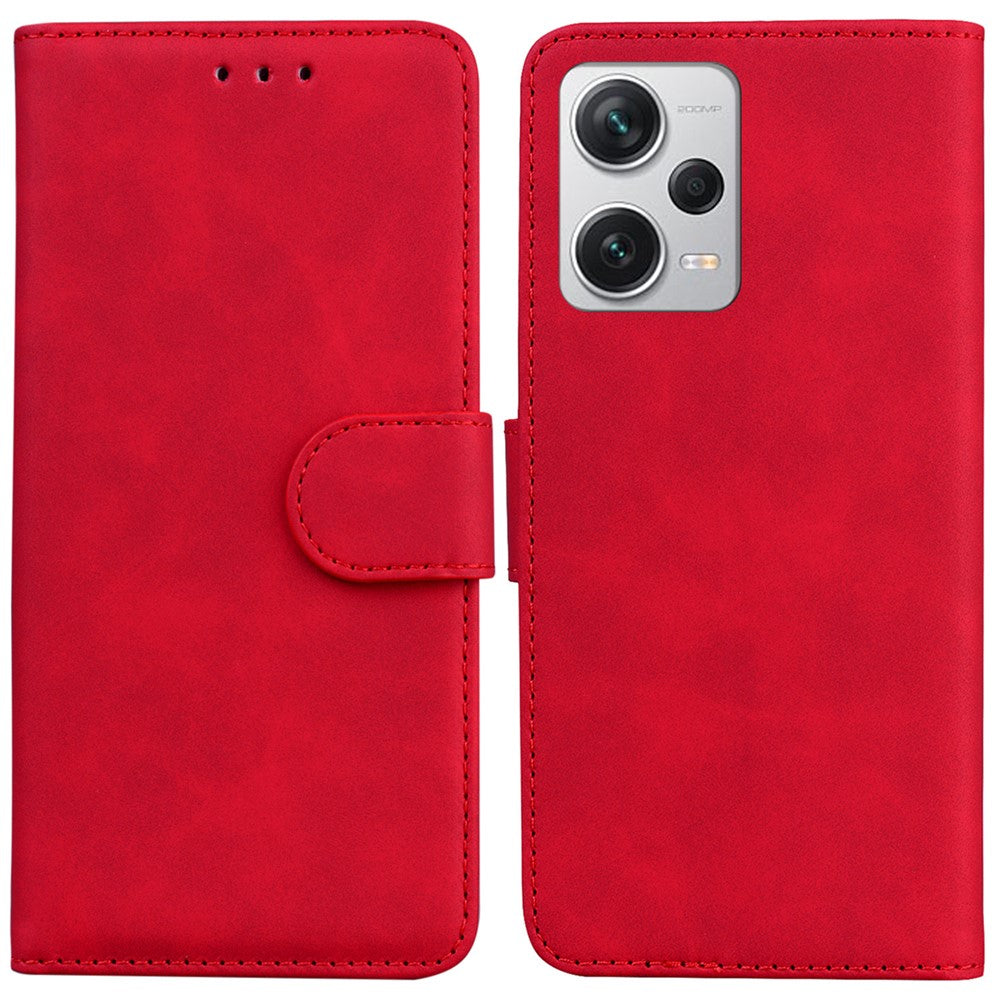 For Xiaomi Redmi Note 12 Pro+ 5G PU Leather Cover Solid Color Wallet Stand Protective Phone Case