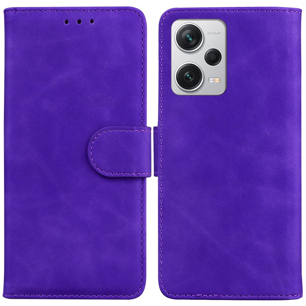 For Xiaomi Redmi Note 12 Pro+ 5G PU Leather Cover Solid Color Wallet Stand Protective Phone Case