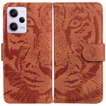 Läderfodral för Xiaomi Redmi Note 12 Pro 5G / Note 12 Pro Speed 5G / Poco X5 Pro 5G, stativ med tigermönster och präglad plånbok