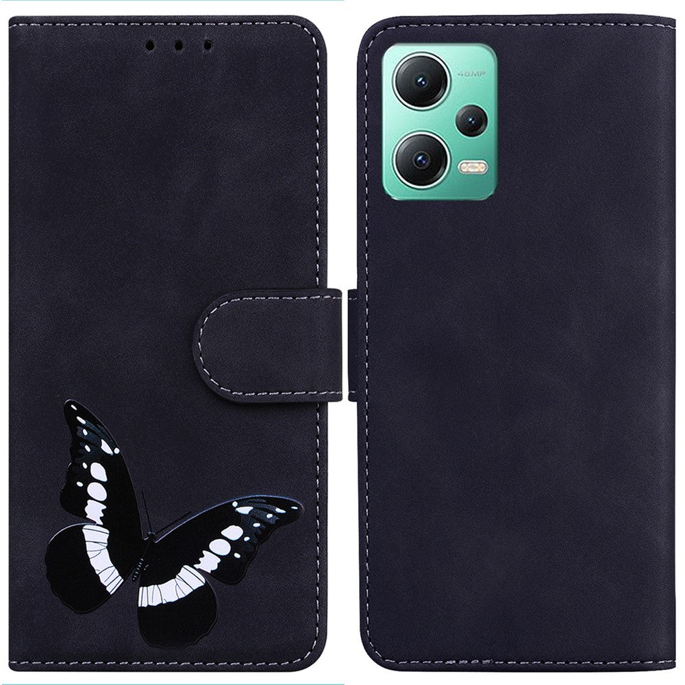 Xiaomi Redmi Note 12 5G (Global) / (Indien) / (Kina) / Poco X5 5G Läderplånbok Mobilskal Fjärilstryck Stativ Mobilskal