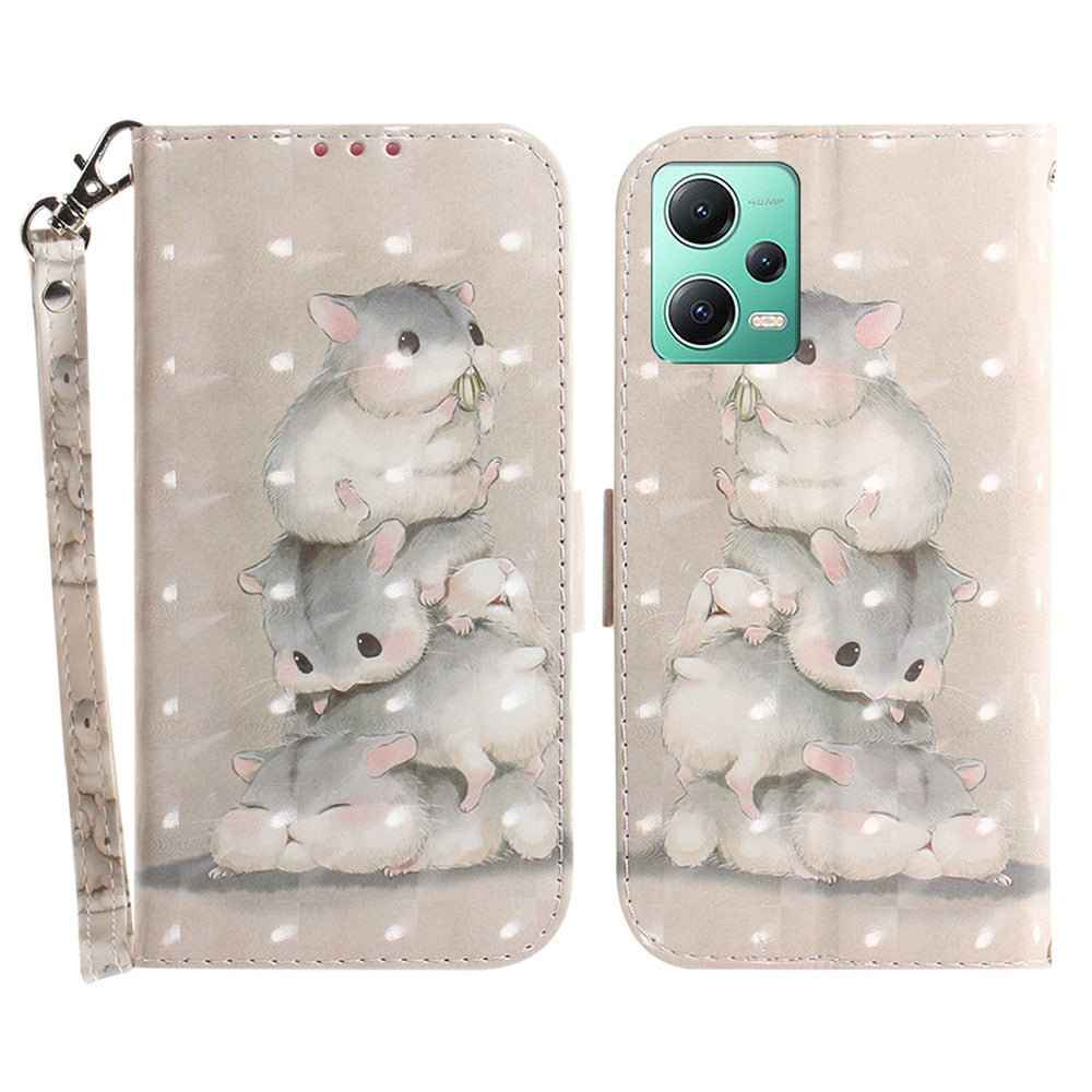 For Xiaomi Redmi Note 12 5G (Global) / (India) / (China) / Poco X5 5G Pattern Printing Anti-drop Leather Phone Case Stand Wallet