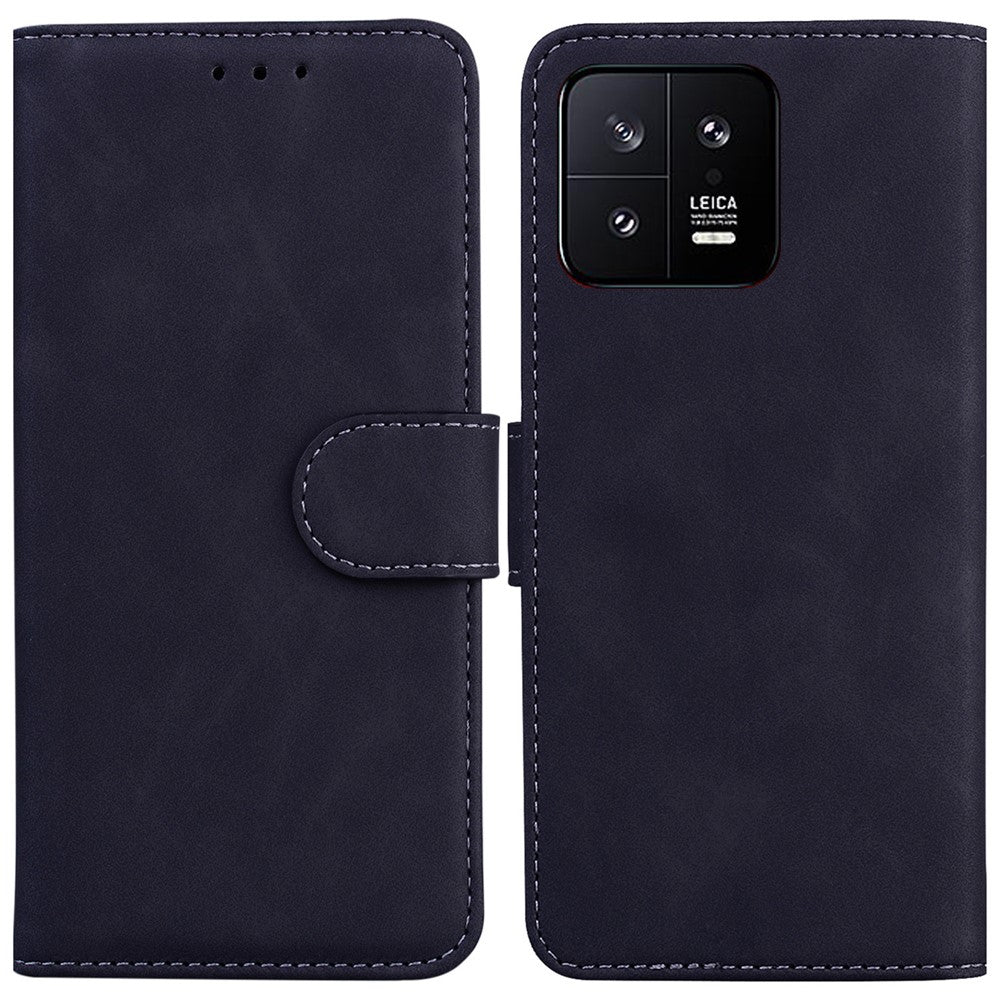 For Xiaomi 13 5G PU Leather Solid Color Wallet Case Stand Magnetic Clasp Shockproof Phone Cover