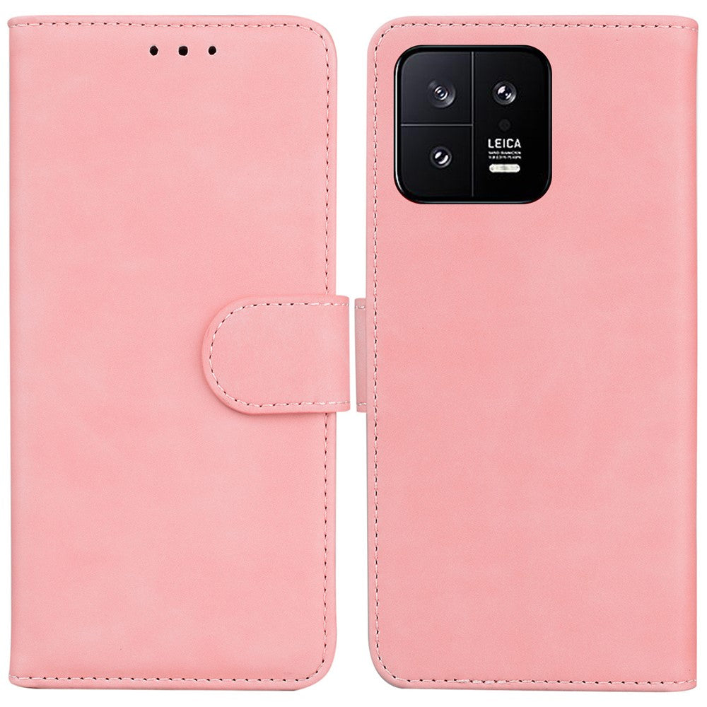 For Xiaomi 13 5G PU Leather Solid Color Wallet Case Stand Magnetic Clasp Shockproof Phone Cover