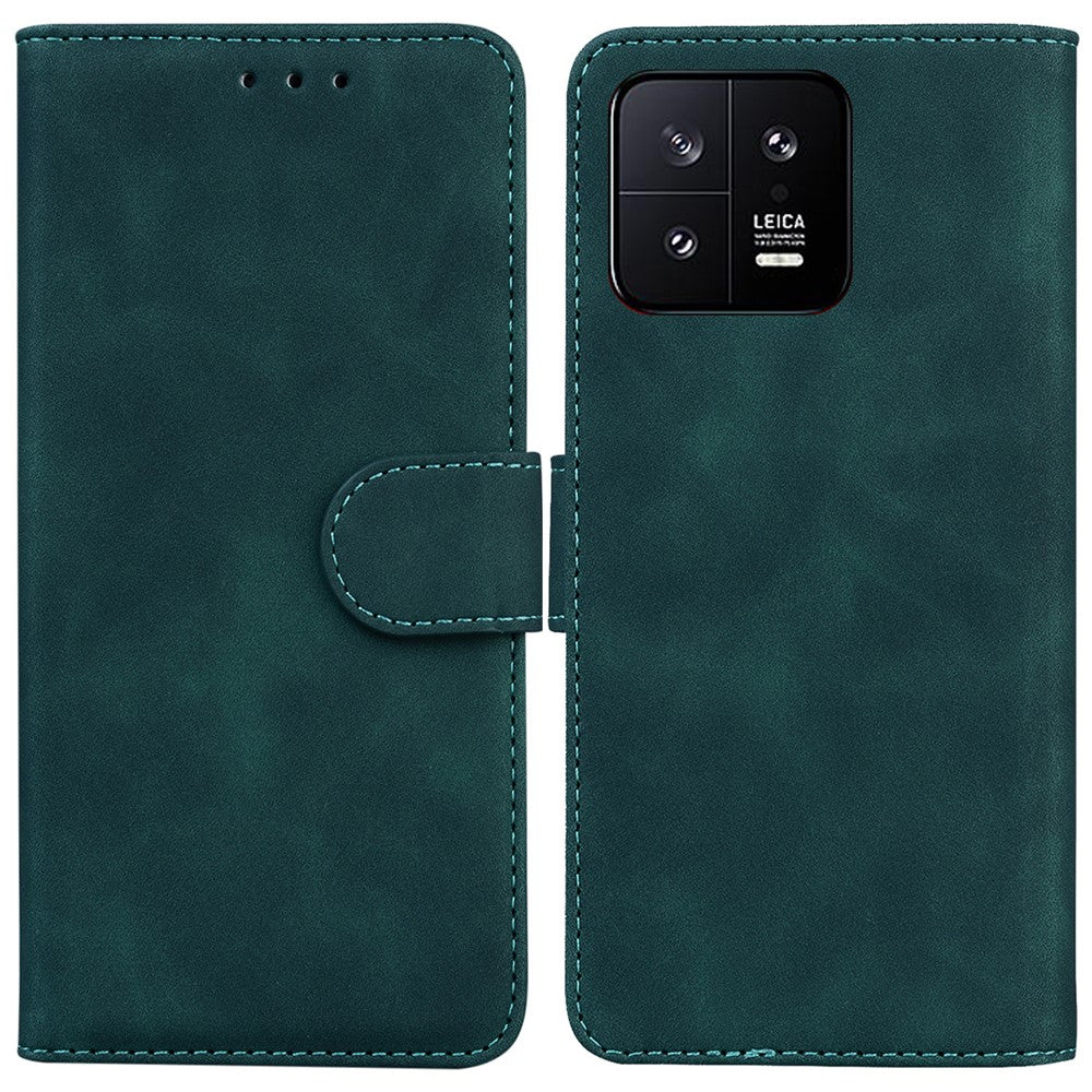 For Xiaomi 13 5G PU Leather Solid Color Wallet Case Stand Magnetic Clasp Shockproof Phone Cover