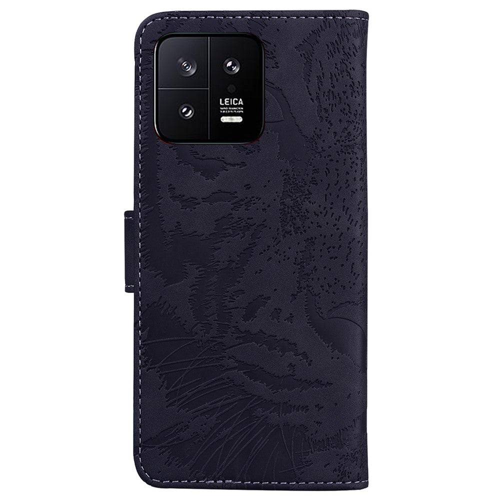 For Xiaomi 13 5G PU Leather Phone Case with Wallet Tiger Pattern Imprinted Stand Phone Bags Cover
