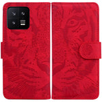 Xiaomi 13 5G PU-läderfodral med plånbok, tigermönster, präglat stativ, mobilfodral
