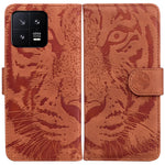 Xiaomi 13 5G PU-läderfodral med plånbok, tigermönster, präglat stativ, mobilfodral
