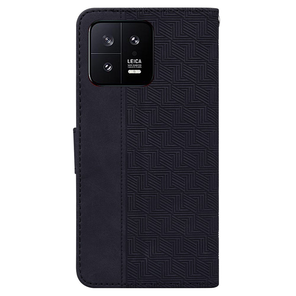 Xiaomi 13 5G, fallskyddande mobilskal, stativ, tryckt fällbart läderfodral med plånbok