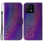 For Xiaomi 13 5G Dazzling Flower Pattern PU Leather Shockproof Phone Case with Stand Wallet