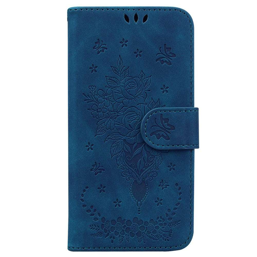 Rose Butterfly Imprinted Phone Case for Xiaomi 13 5G , Flip Stand Leather Wallet Anti-scratch Phone Cover