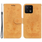 Rose Butterfly Imprinted Phone Case for Xiaomi 13 5G , Flip Stand Leather Wallet Anti-scratch Phone Cover