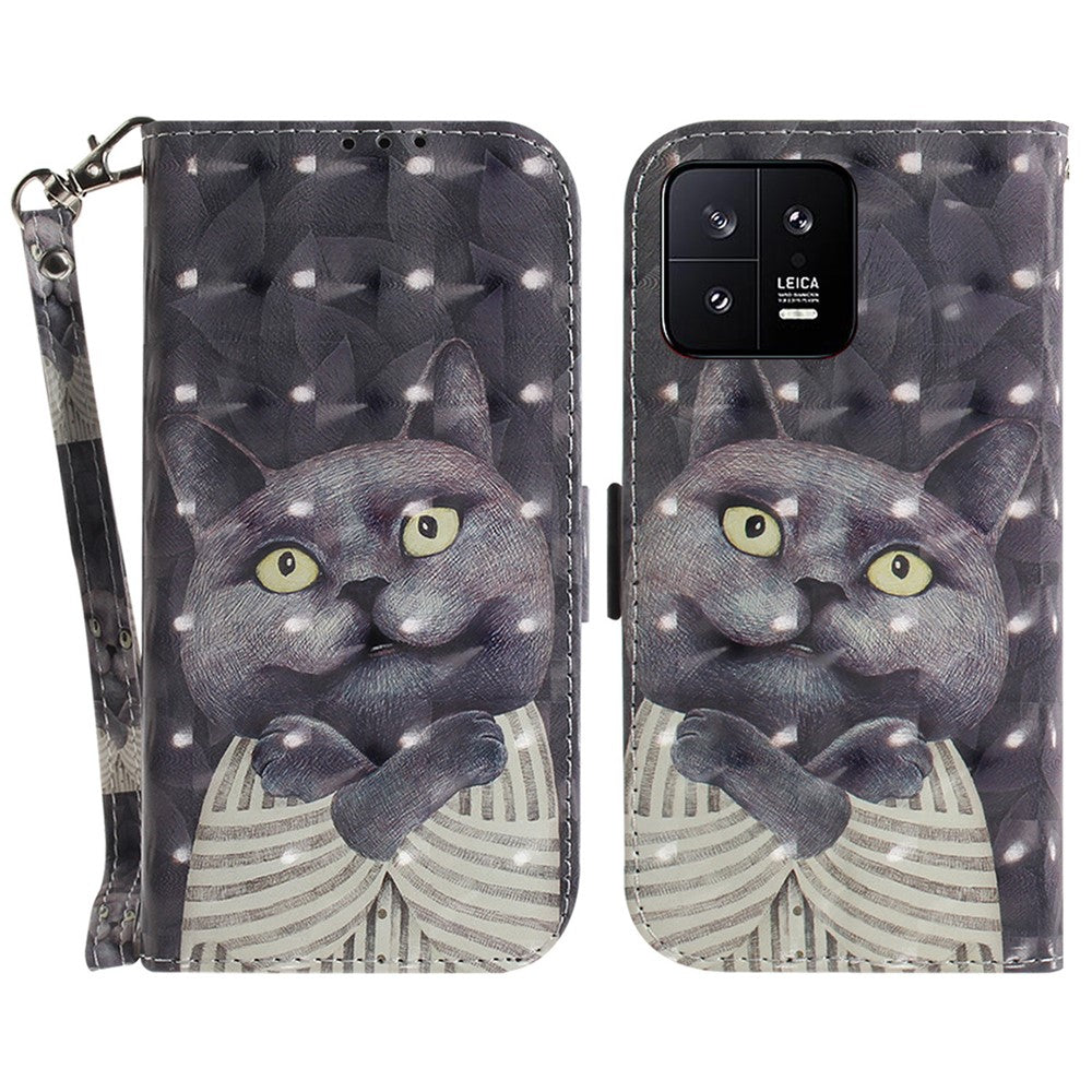 Cell Phone Cover Stand For Xiaomi 13 5G Anti-scratch PU Leather Flip Phone Case Wallet with Strap