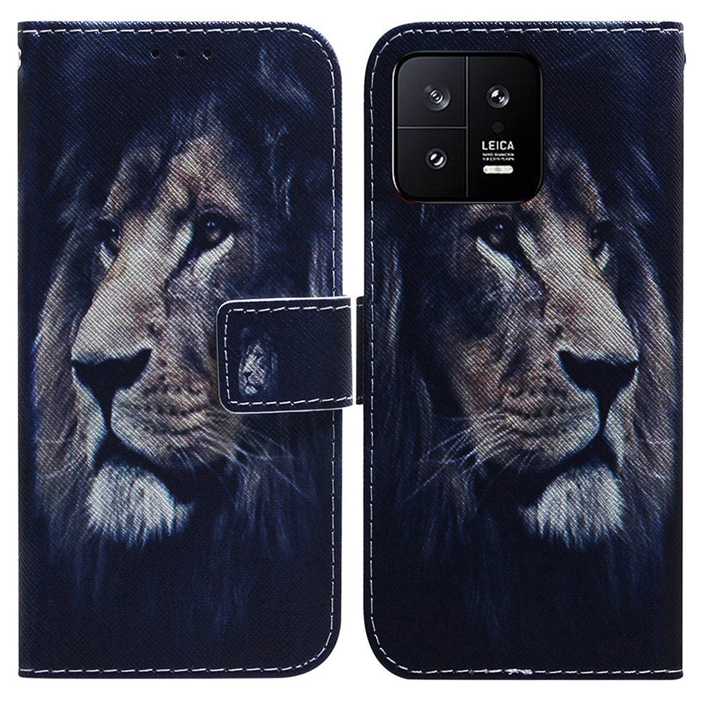 Xiaomi 13 5G PU-läder plånboksfodral mönstertryck vikbart stativskydd