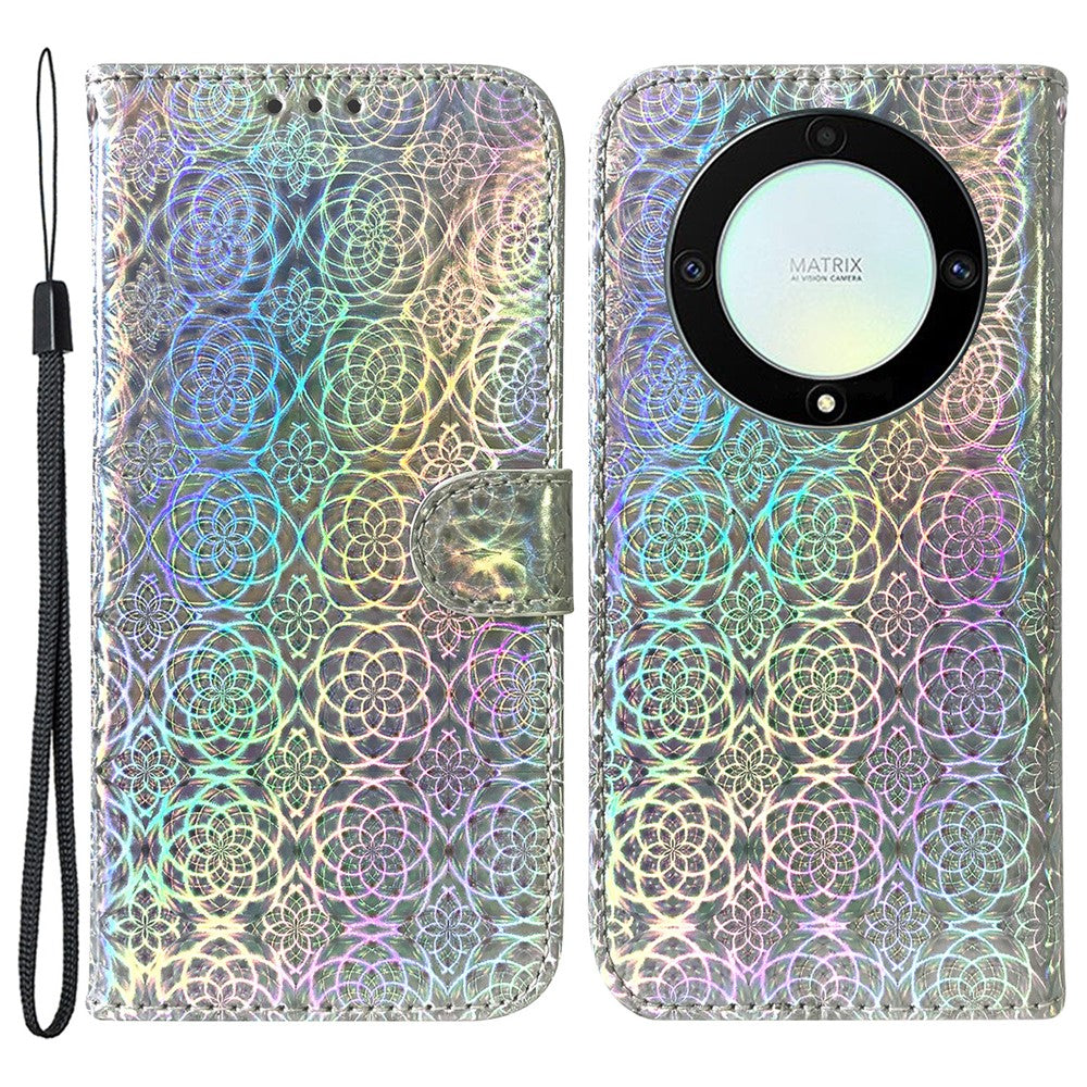 For Honor X40 5G / X9a 5G / Magic5 Lite 5G PU Leather Wallet Cover Dazzling Flower Pattern Flip Stand Phone Case