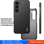 IMAK Ruiyi-serien för Samsung Galaxy S23 PU-läder + PC-mobilskal i kolfibertextur bakstycke