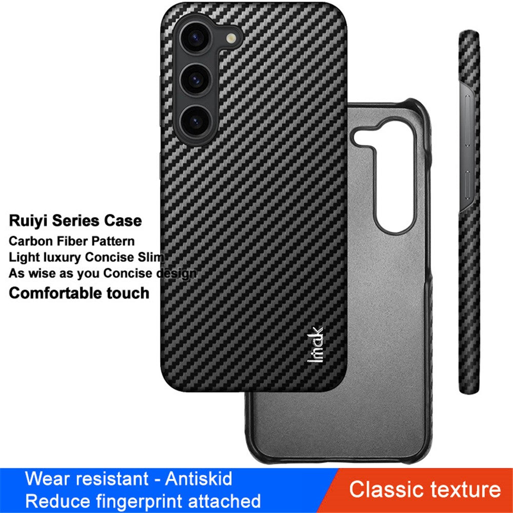 IMAK Ruiyi-serien för Samsung Galaxy S23 PU-läder + PC-mobilskal i kolfibertextur bakstycke