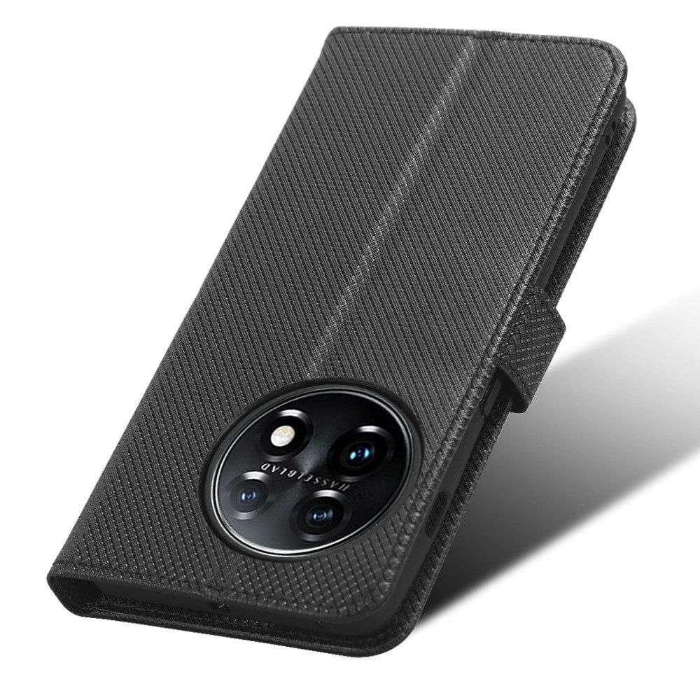 OnePlus 11R 5G / Ace 2 5G Diamantstruktur Stativfodral PU-läder Plånbok Stötsäkert mobilskal