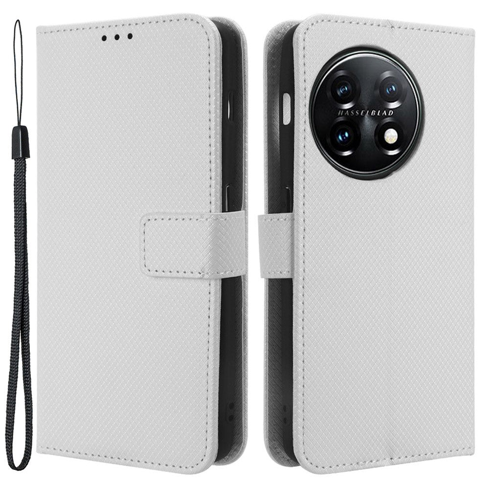 OnePlus 11R 5G / Ace 2 5G Diamantstruktur Stativfodral PU-läder Plånbok Stötsäkert mobilskal