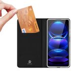 DUX DUCIS Skin Pro Series Leather Phone Case for Xiaomi Redmi Note 12 Pro+ 5G , Card Holder Stand Cover