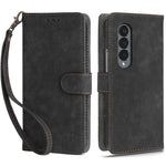 For Samsung Galaxy Z Fold4 5G Phone Wallet Case RFID Blocking Leather Phone Stand Cover with Strap