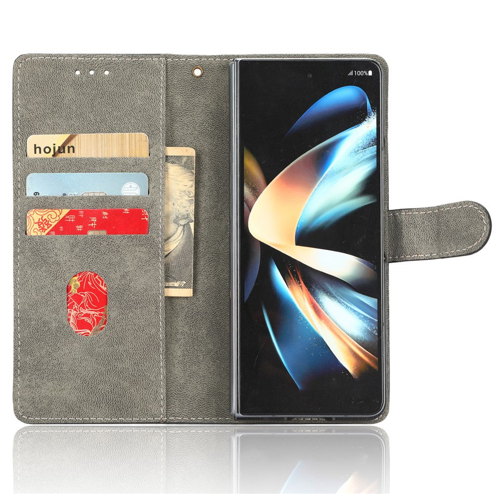 For Samsung Galaxy Z Fold4 5G Phone Wallet Case RFID Blocking Leather Phone Stand Cover with Strap