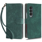 For Samsung Galaxy Z Fold4 5G Phone Wallet Case RFID Blocking Leather Phone Stand Cover with Strap