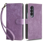 For Samsung Galaxy Z Fold4 5G Phone Wallet Case RFID Blocking Leather Phone Stand Cover with Strap