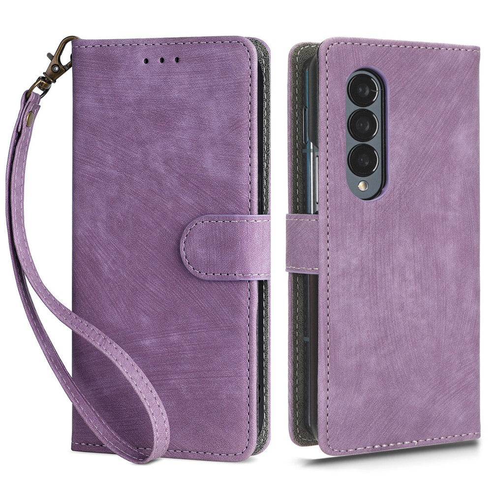 For Samsung Galaxy Z Fold4 5G Phone Wallet Case RFID Blocking Leather Phone Stand Cover with Strap