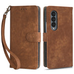 For Samsung Galaxy Z Fold4 5G Phone Wallet Case RFID Blocking Leather Phone Stand Cover with Strap