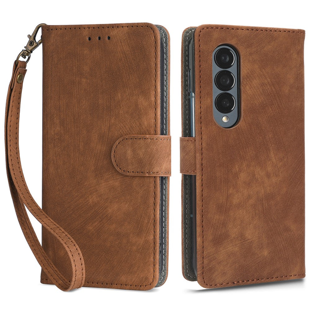 For Samsung Galaxy Z Fold4 5G Phone Wallet Case RFID Blocking Leather Phone Stand Cover with Strap