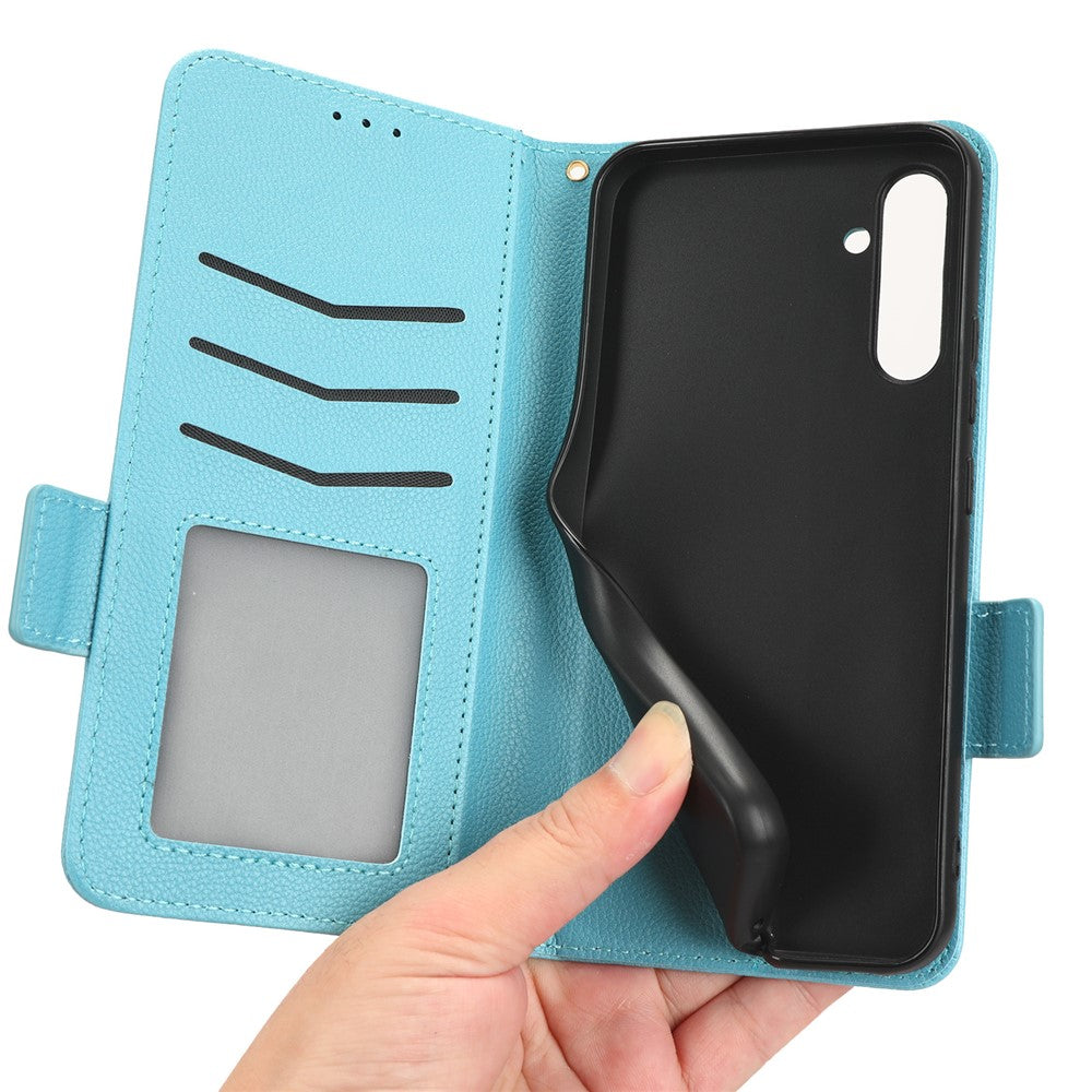 For Samsung Galaxy A24 4G (162.1 x 77.6 x 8.3mm) PU Leather Phone Case Litchi Texture Wallet Stand Protective Phone Cover