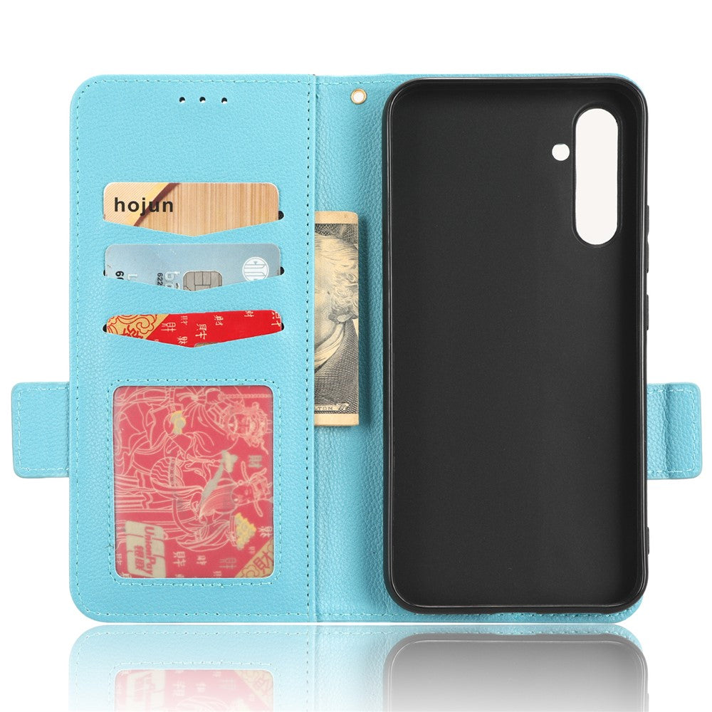 For Samsung Galaxy A24 4G (162.1 x 77.6 x 8.3mm) PU Leather Phone Case Litchi Texture Wallet Stand Protective Phone Cover
