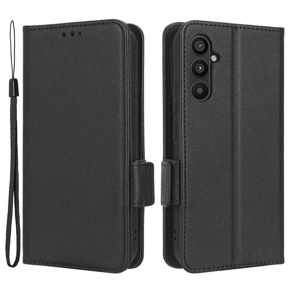 For Samsung Galaxy A24 4G (162.1 x 77.6 x 8.3mm) PU Leather Phone Case Litchi Texture Wallet Stand Protective Phone Cover