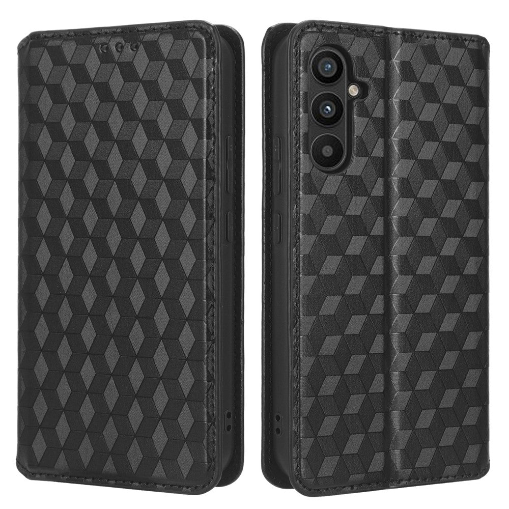 Til Samsung Galaxy A24 4G (162.1 x 77.6 x 8.3mm) Mobiltelefoncover Præget Rhombe Mønster Pung Stativ Læder Telefoncover
