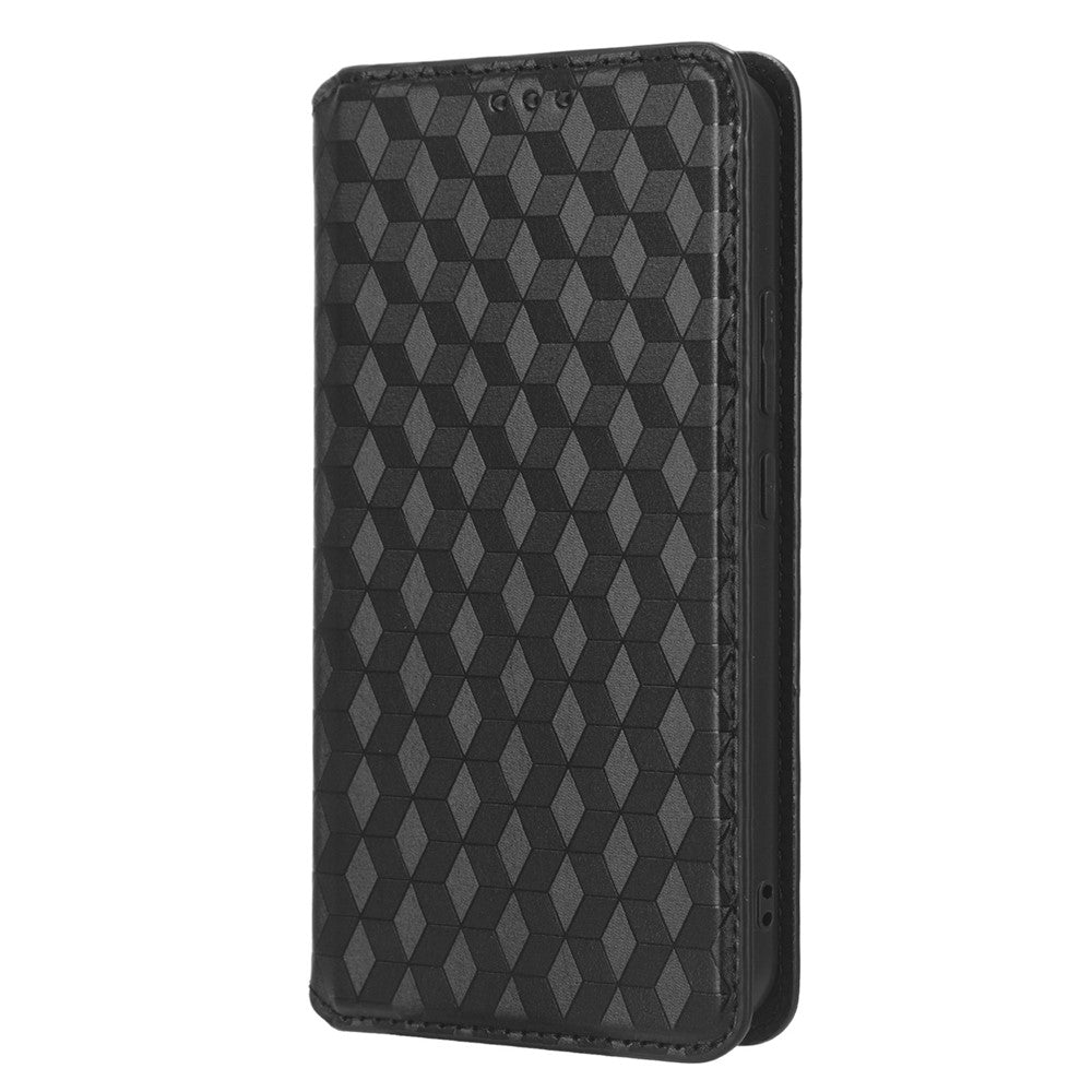 Til Samsung Galaxy A24 4G (162.1 x 77.6 x 8.3mm) Mobiltelefoncover Præget Rhombe Mønster Pung Stativ Læder Telefoncover