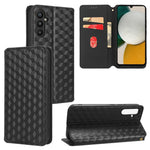 Til Samsung Galaxy A24 4G (162.1 x 77.6 x 8.3mm) Mobiltelefoncover Præget Rhombe Mønster Pung Stativ Læder Telefoncover