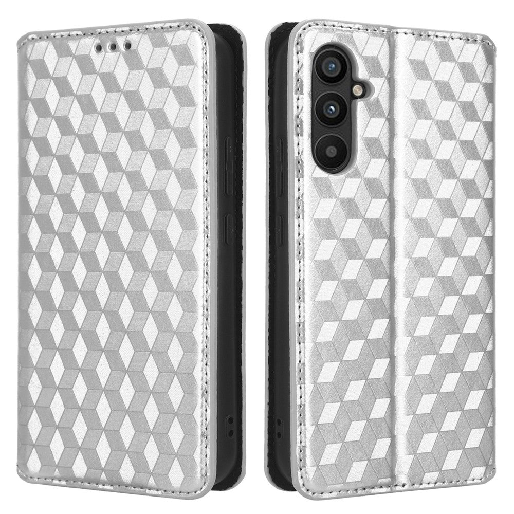 Til Samsung Galaxy A24 4G (162.1 x 77.6 x 8.3mm) Mobiltelefoncover Præget Rhombe Mønster Pung Stativ Læder Telefoncover