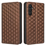 Til Samsung Galaxy A24 4G (162.1 x 77.6 x 8.3mm) Mobiltelefoncover Præget Rhombe Mønster Pung Stativ Læder Telefoncover