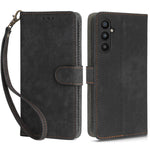 For Samsung Galaxy A24 4G (162.1 x 77.6 x 8.3mm) RFID Blocking Phone Cover Wallet Stand Leather Case with Strap