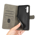 For Samsung Galaxy A24 4G (162.1 x 77.6 x 8.3mm) RFID Blocking Phone Cover Wallet Stand Leather Case with Strap