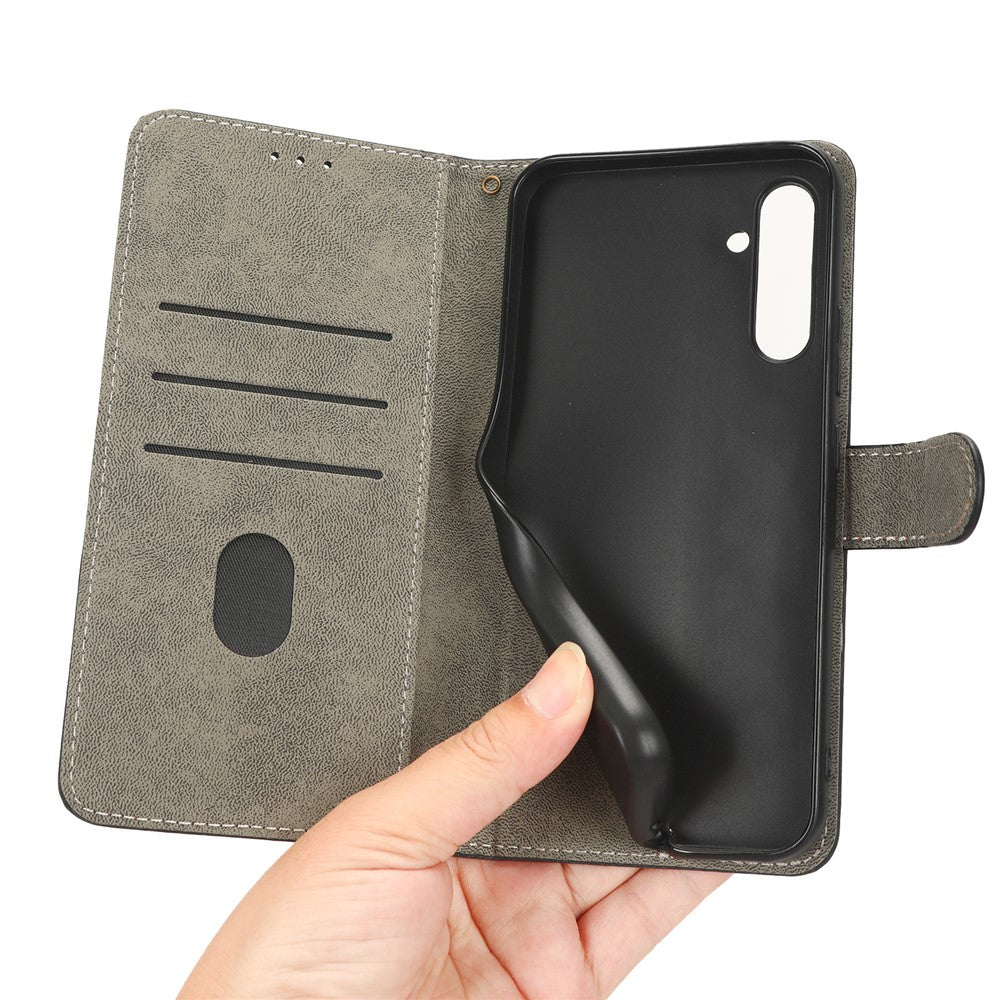For Samsung Galaxy A24 4G (162.1 x 77.6 x 8.3mm) RFID Blocking Phone Cover Wallet Stand Leather Case with Strap