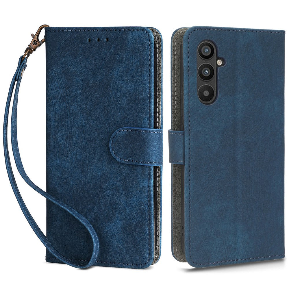 For Samsung Galaxy A24 4G (162.1 x 77.6 x 8.3mm) RFID Blocking Phone Cover Wallet Stand Leather Case with Strap