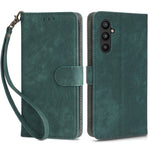 For Samsung Galaxy A24 4G (162.1 x 77.6 x 8.3mm) RFID Blocking Phone Cover Wallet Stand Leather Case with Strap