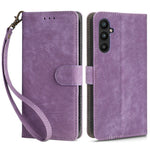 For Samsung Galaxy A24 4G (162.1 x 77.6 x 8.3mm) RFID Blocking Phone Cover Wallet Stand Leather Case with Strap