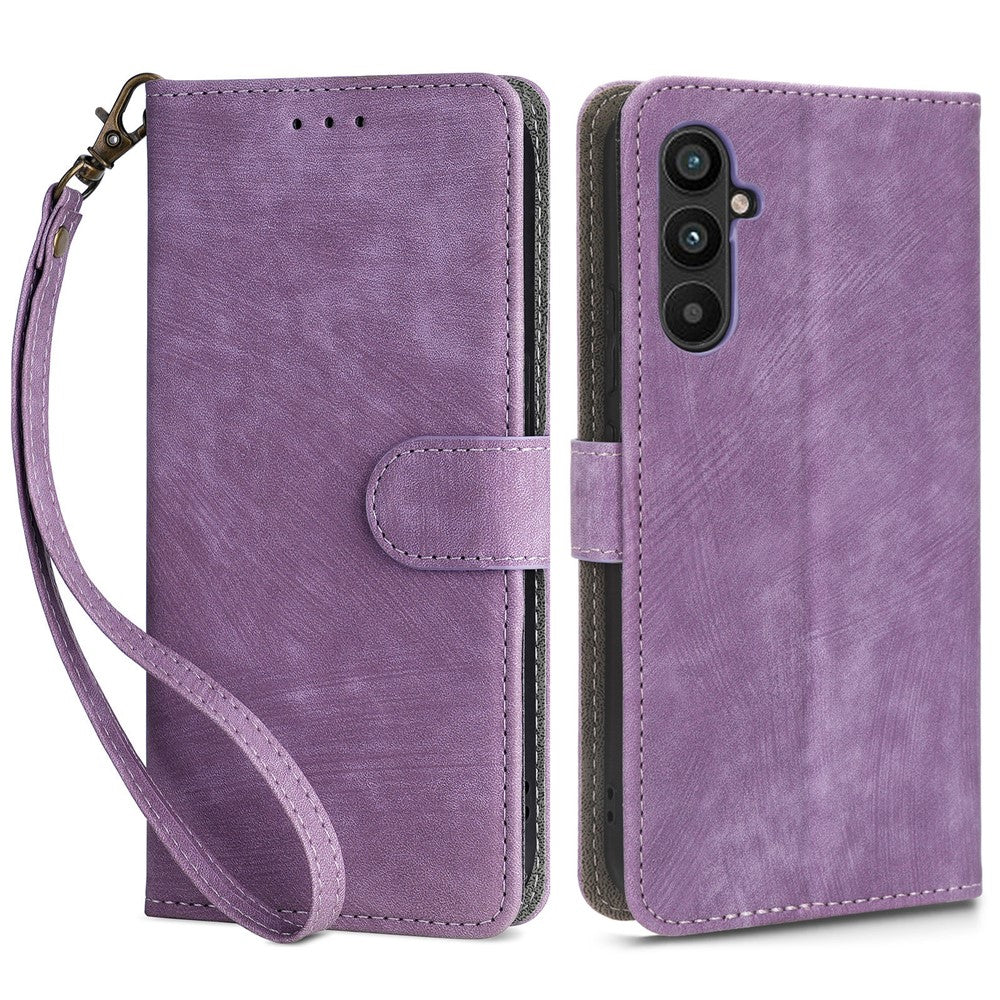 For Samsung Galaxy A24 4G (162.1 x 77.6 x 8.3mm) RFID Blocking Phone Cover Wallet Stand Leather Case with Strap