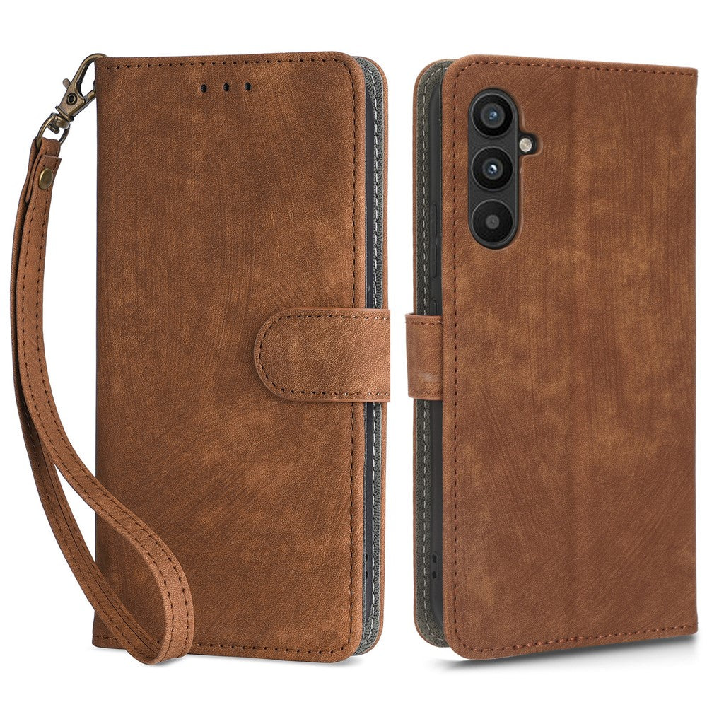 For Samsung Galaxy A24 4G (162.1 x 77.6 x 8.3mm) RFID Blocking Phone Cover Wallet Stand Leather Case with Strap