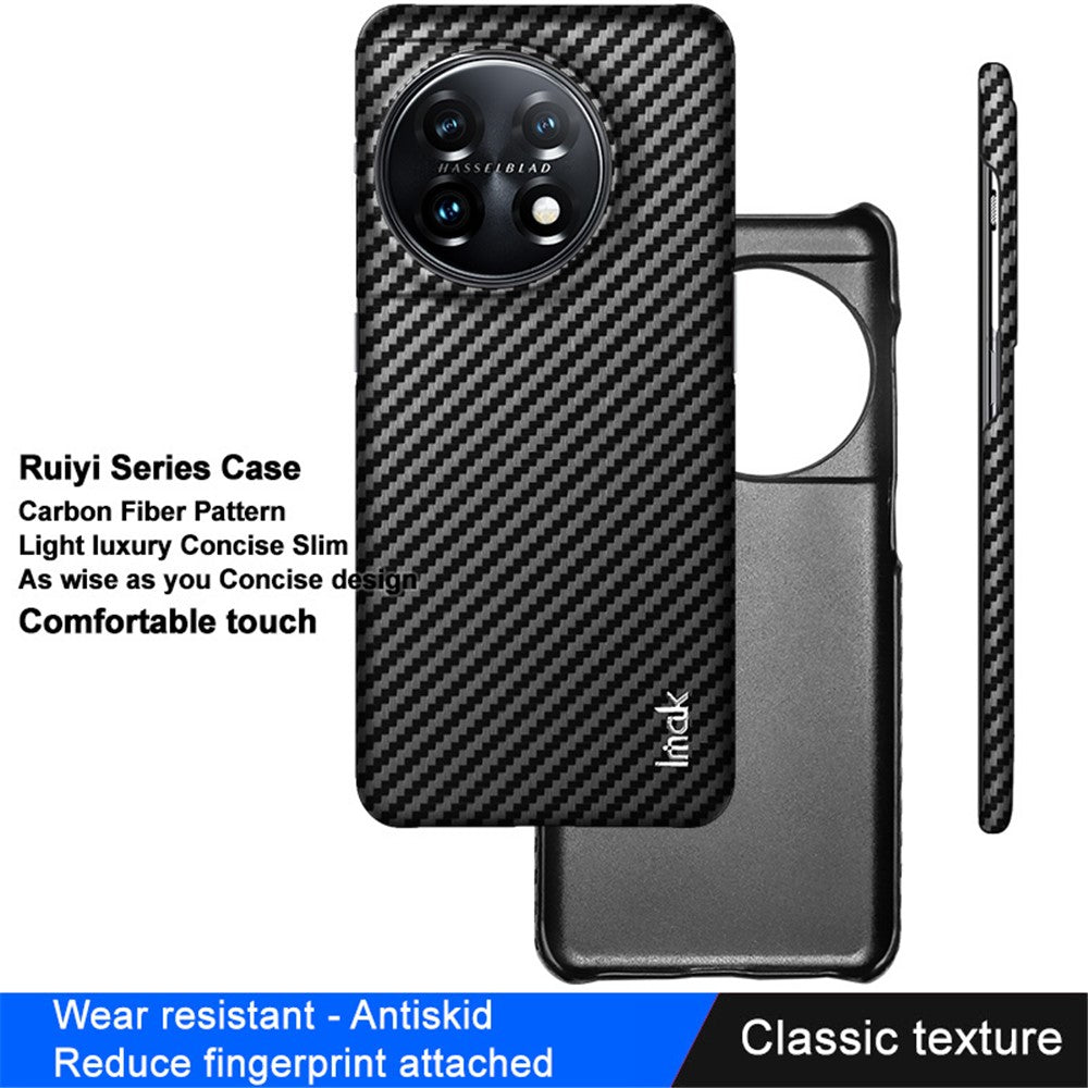 IMAK Ruiyi-serien til OnePlus 11 5G, mobilcover med kulfibertekstur, læderbelagt PC, stødsikkert mobilcover