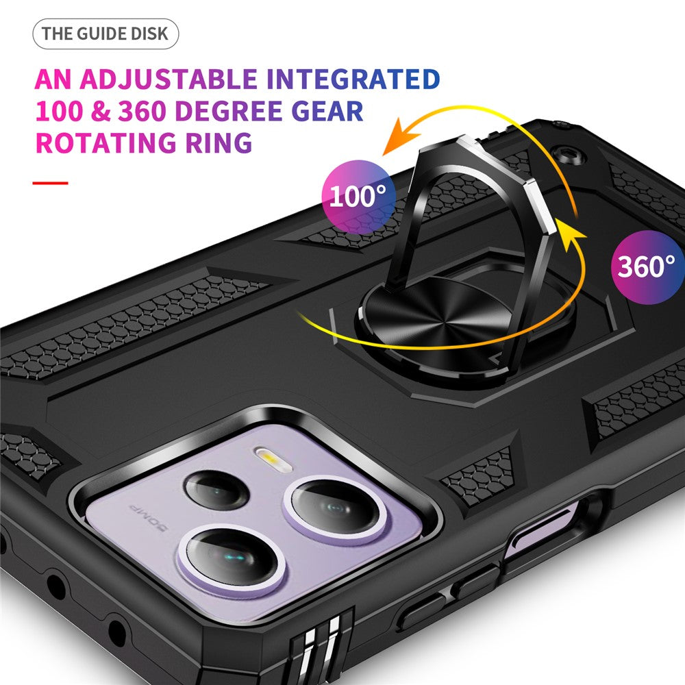 Ring Holder Kickstand Phone Case for Xiaomi Redmi Note 12 Pro 5G / Note 12 Pro Speed 5G / Poco X5 Pro 5G , TPU + PC Hybrid Cover